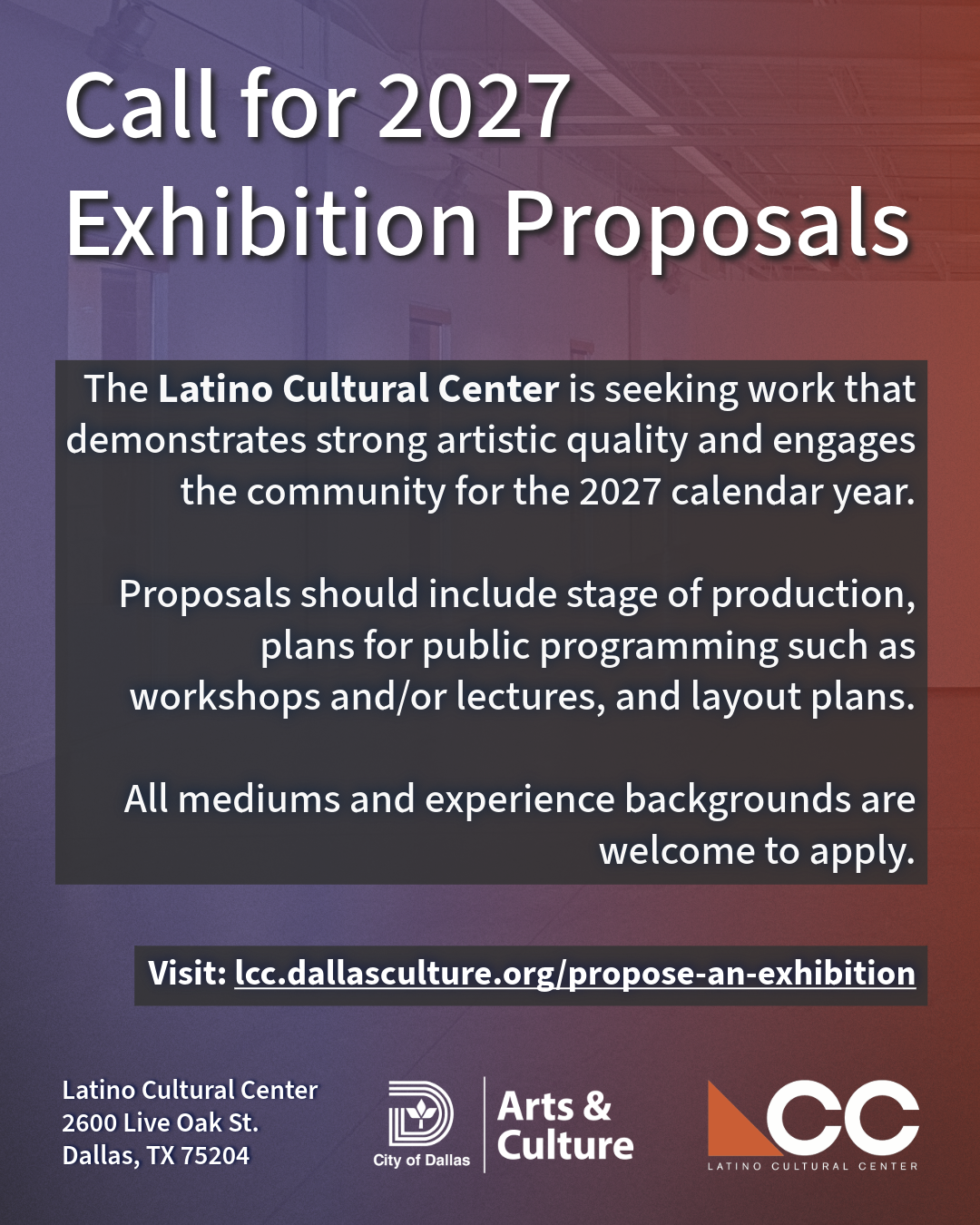 2027 Exhibition Open Call