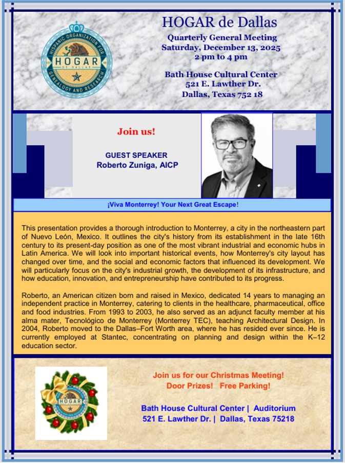 HOGAR de Dallas Quarterly Business Meeting and Speaker Series